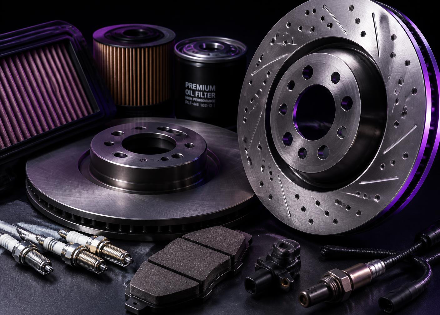 Peças automotivas premium: discos de freio, filtros, velas e sensores